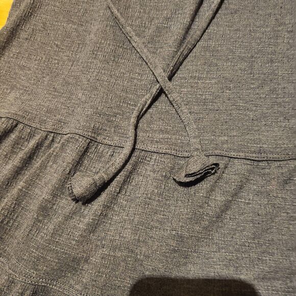 2/$15 Max Studio 3/4 Sleeve Tiered Dress Slate Split Neck Boho, Women's Medium - Picture 5 of 7